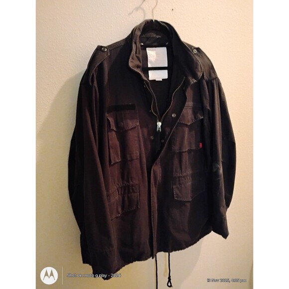 Black Rothco Ultra Force military-style field coat with multiple cargo pockets, - Picture 3 of 7